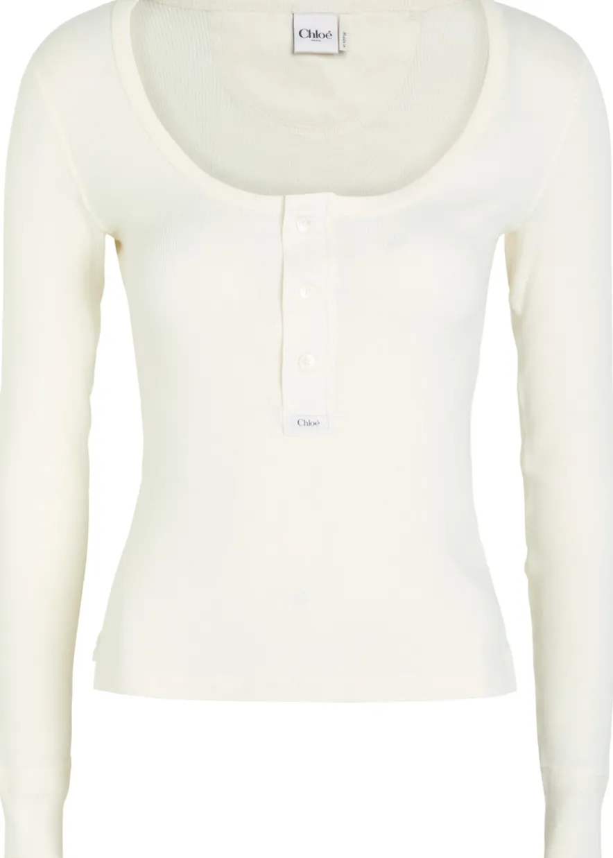 Logo-appliquéd cotton henley top
