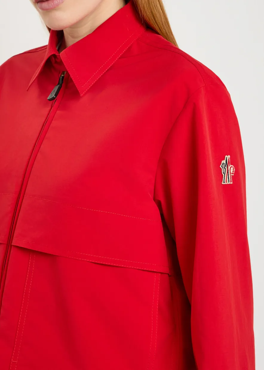 Logo-appliquéd cropped shell overshirt