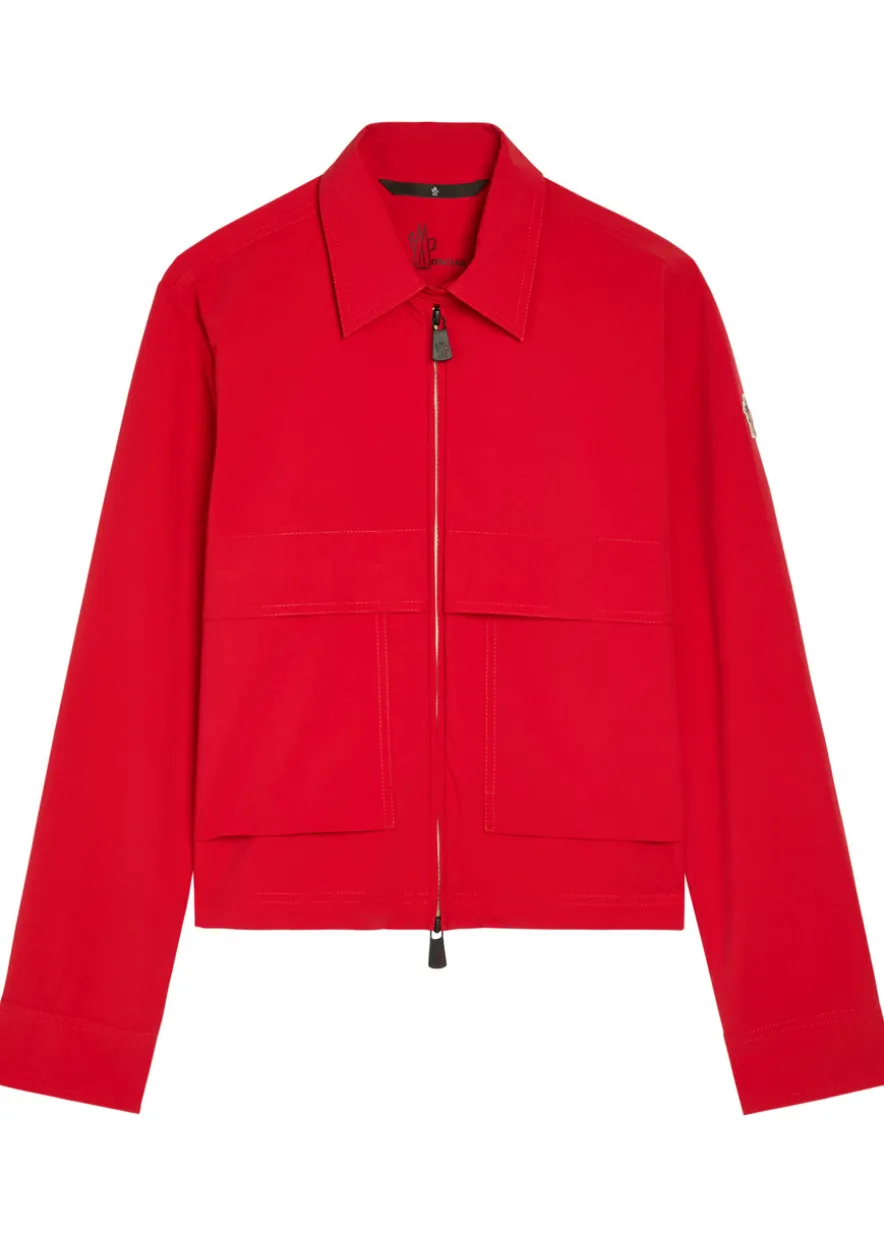 Logo-appliquéd cropped shell overshirt