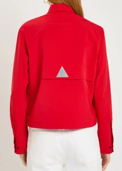 Logo-appliquéd cropped shell overshirt