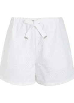 Logo-appliquéd embroidered cotton shorts
