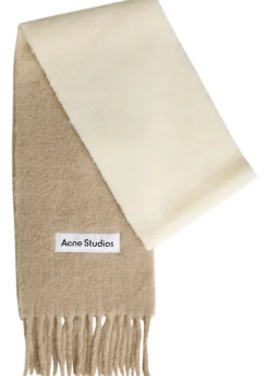 Logo-appliquéd fringed alpaca-blend scarf
