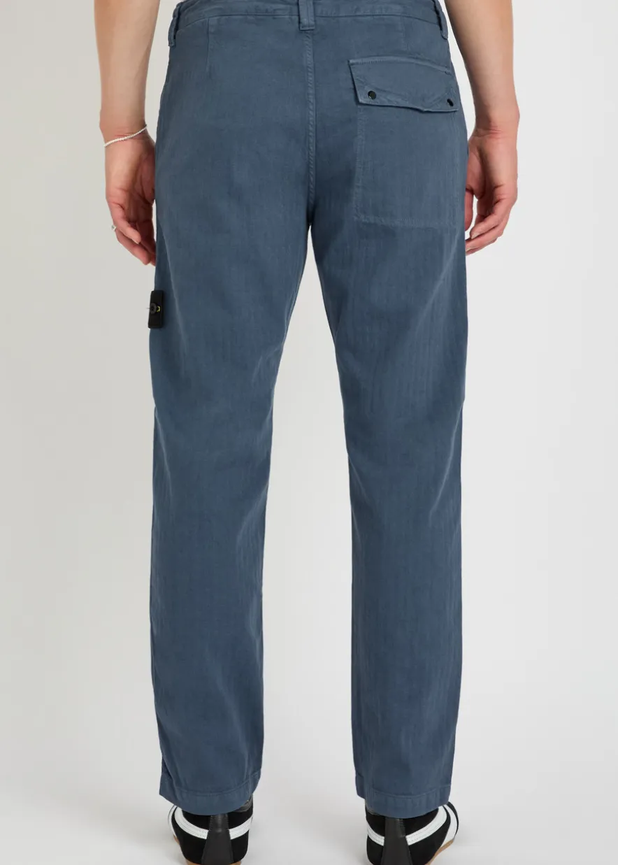 Logo-appliquéd herringbone cotton trousers