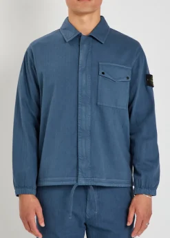 Logo-appliquéd herringbone cotton jacket