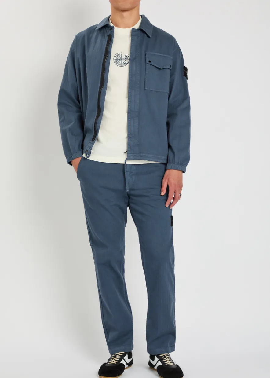 Logo-appliquéd herringbone cotton jacket
