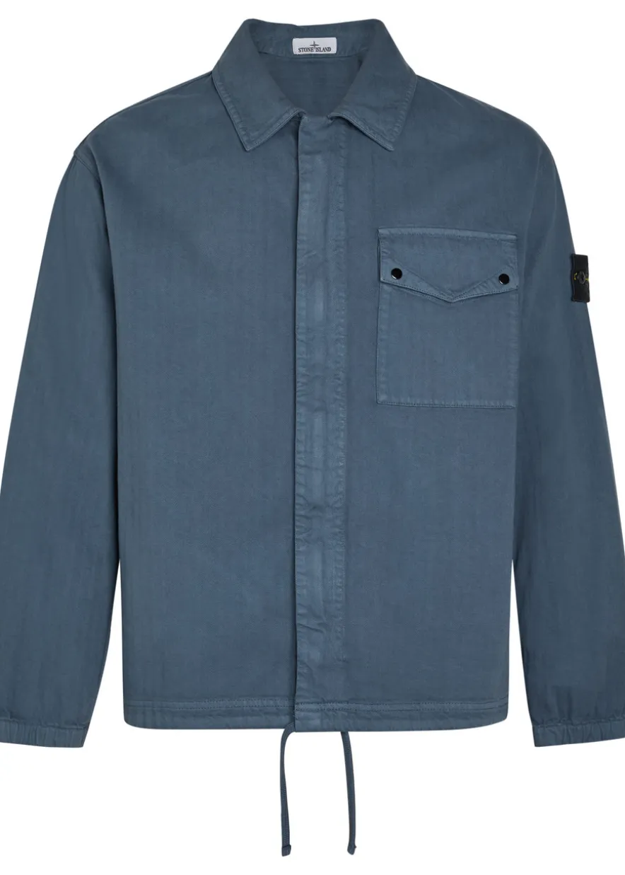 Logo-appliquéd herringbone cotton jacket