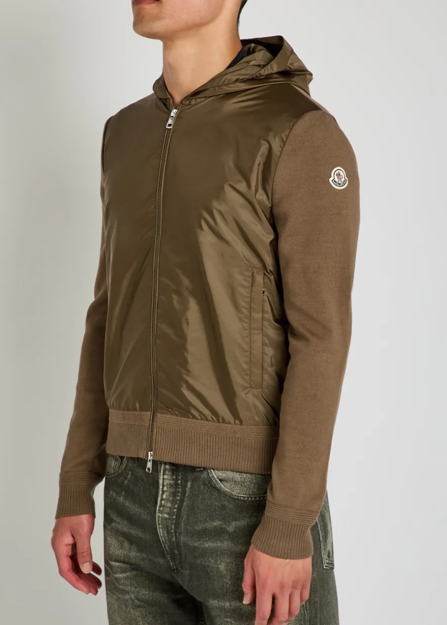 Logo-appliquéd hooded shell and cotton-blend jacket