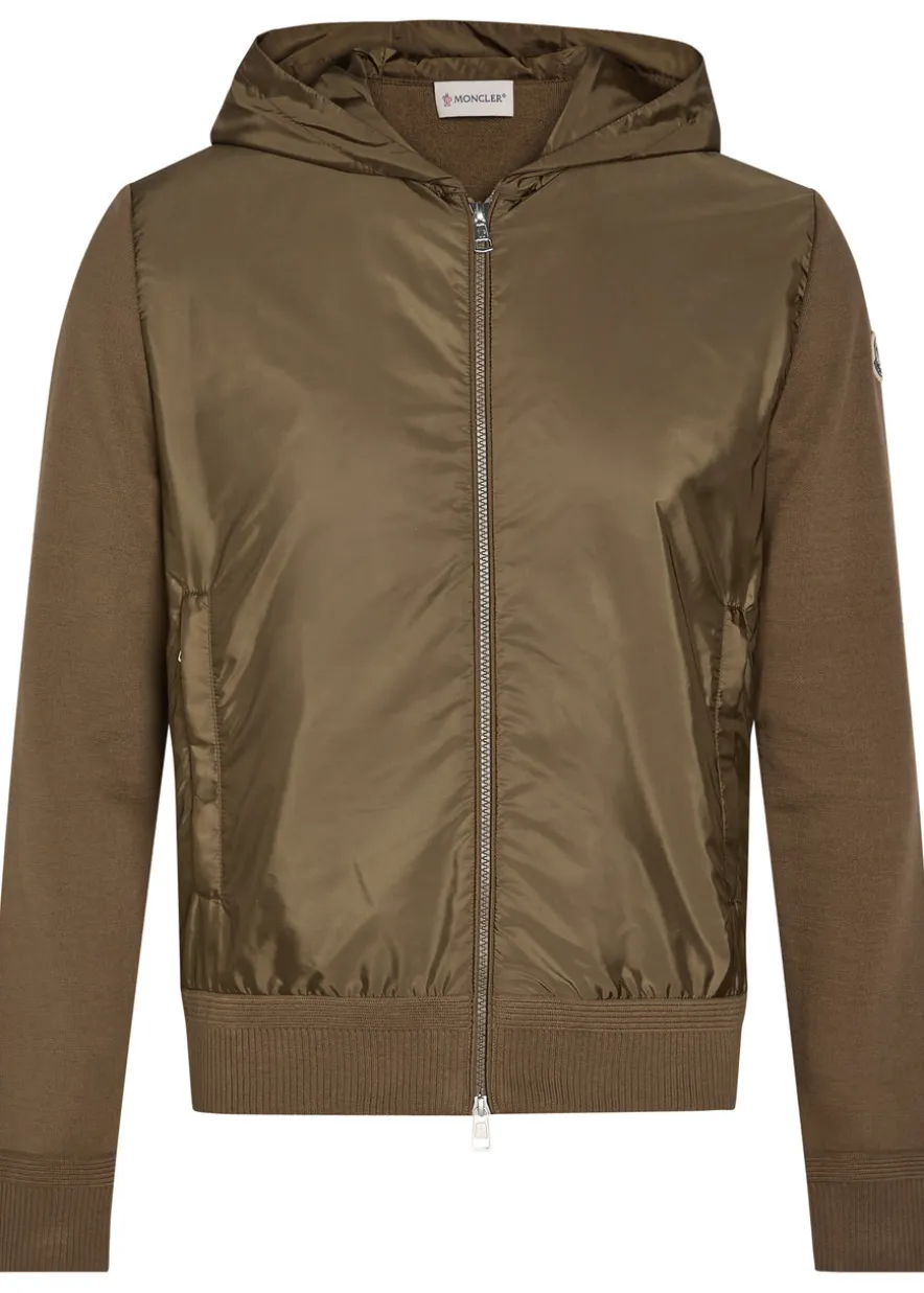Logo-appliquéd hooded shell and cotton-blend jacket
