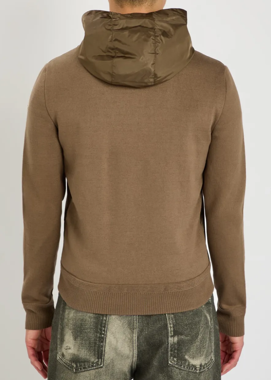 Logo-appliquéd hooded shell and cotton-blend jacket