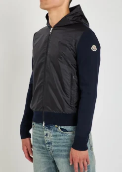 Logo-appliquéd hooded shell and cotton-blend jacket