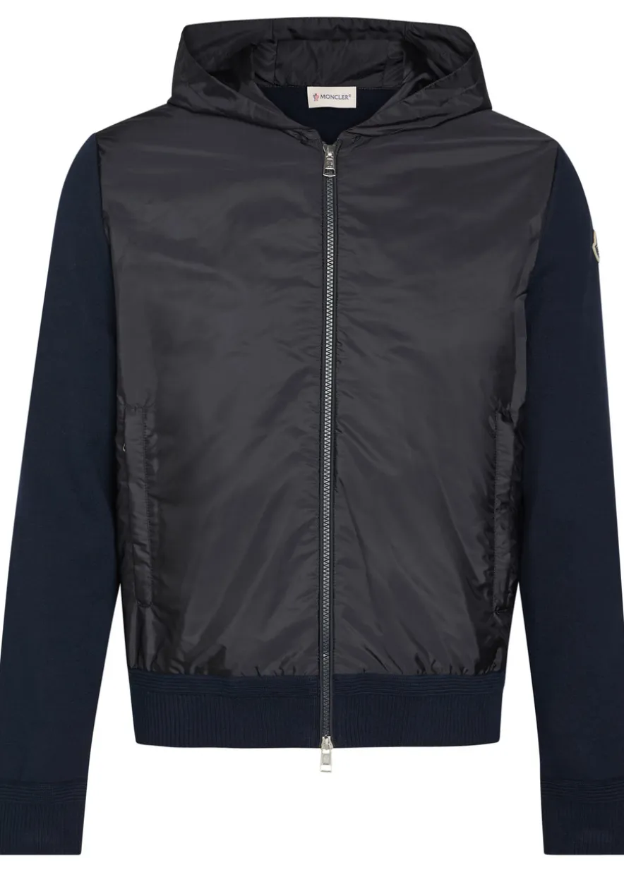Logo-appliquéd hooded shell and cotton-blend jacket