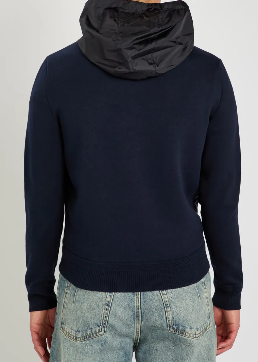 Logo-appliquéd hooded shell and cotton-blend jacket