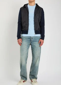 Logo-appliquéd hooded shell and cotton-blend jacket