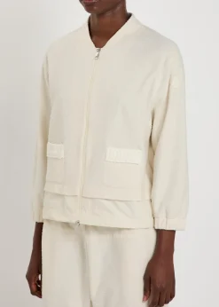 Logo-appliquéd layered bouclé cardigan