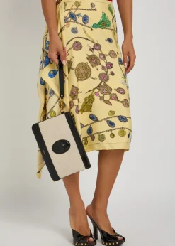 Logo-appliquéd leather and canvas pouch