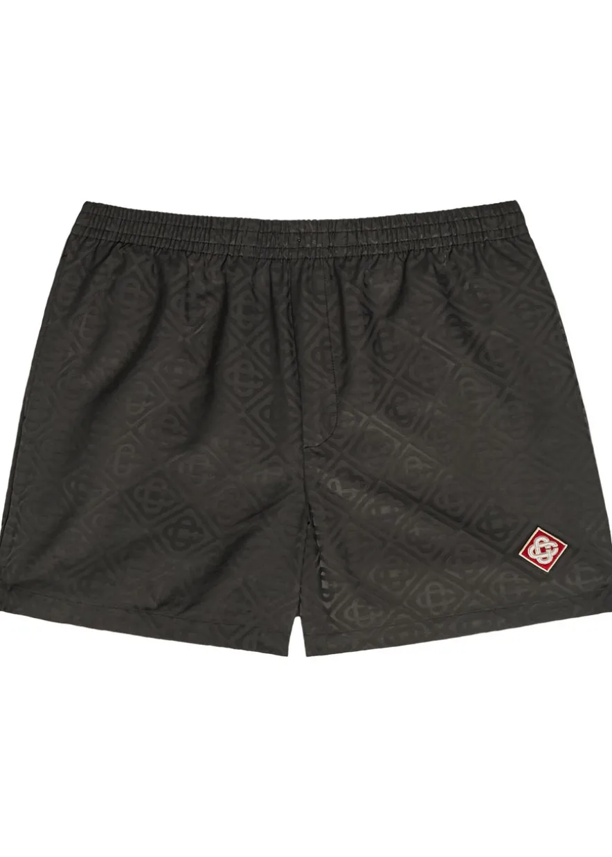Logo-appliquéd monogram shell swim shorts