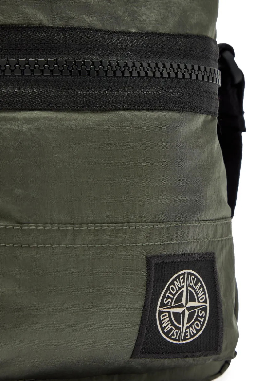 Logo-appliquéd nylon pouch bag