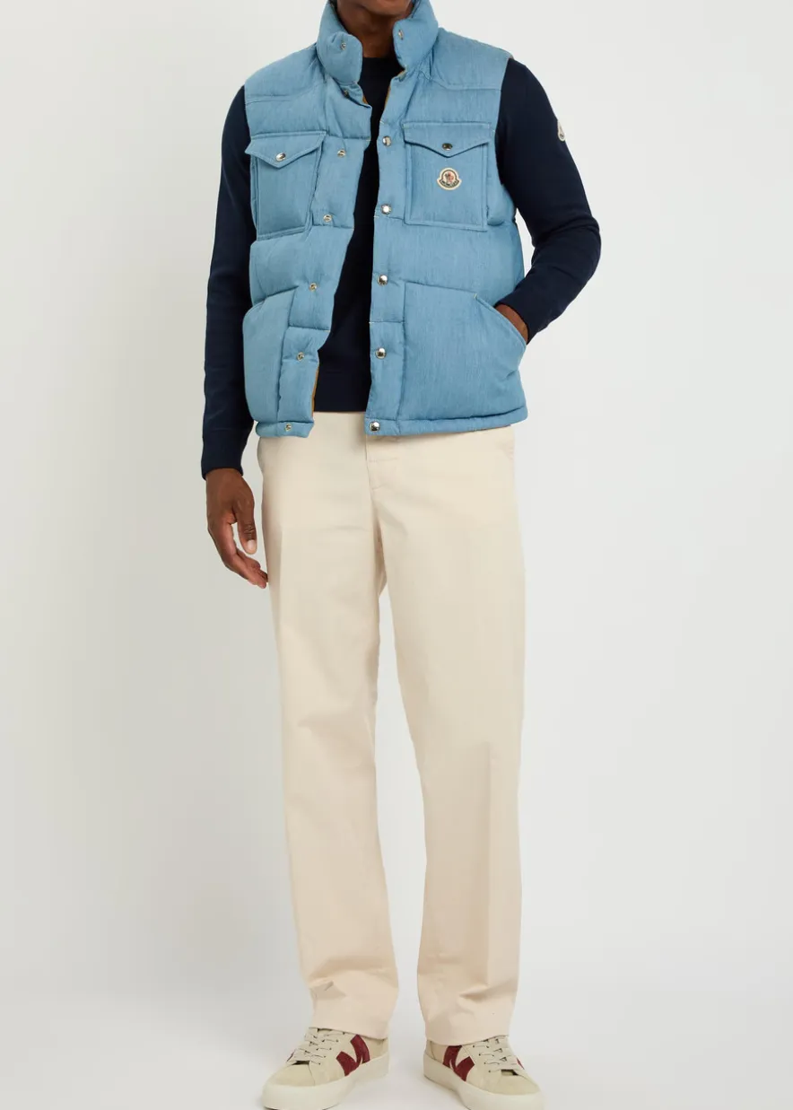 Logo-appliquéd padded denim gilet