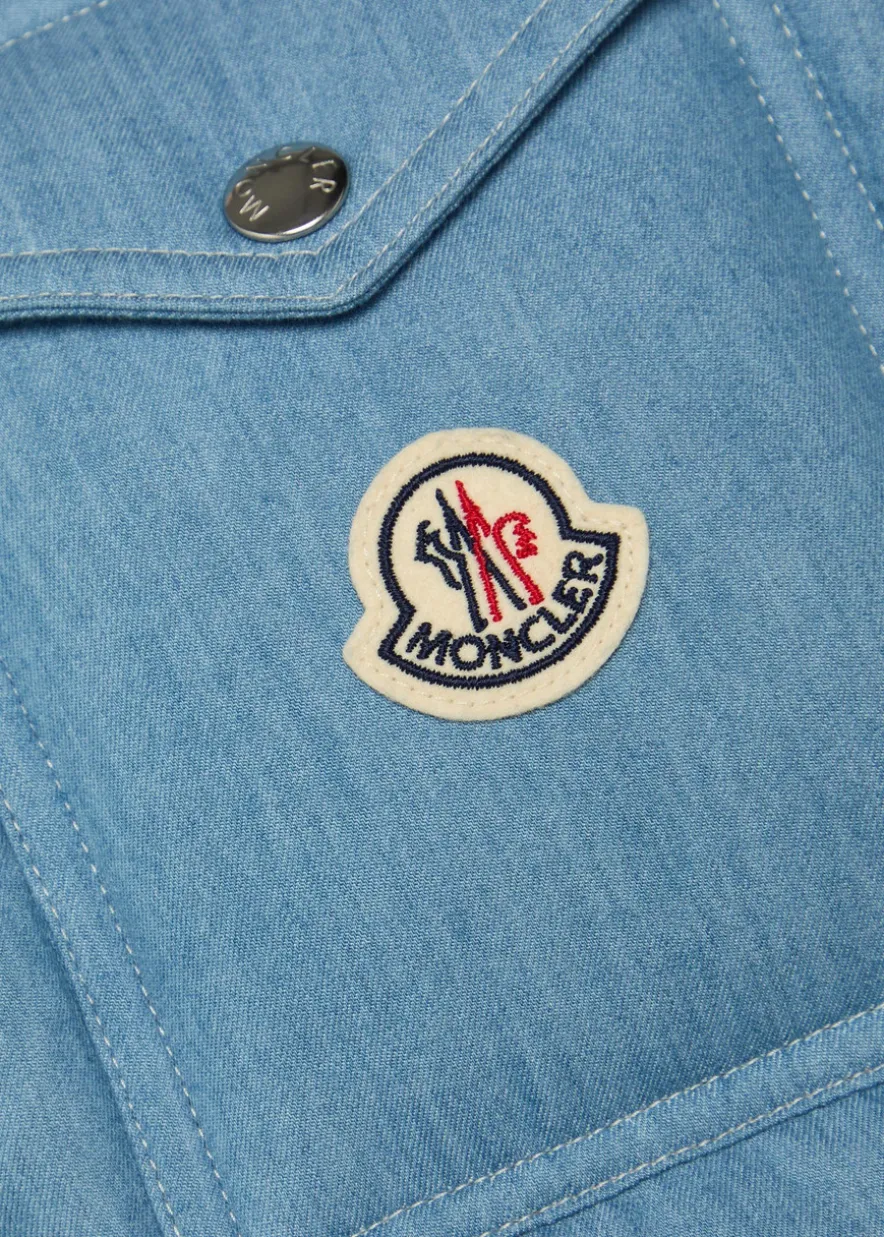 Logo-appliquéd padded denim gilet