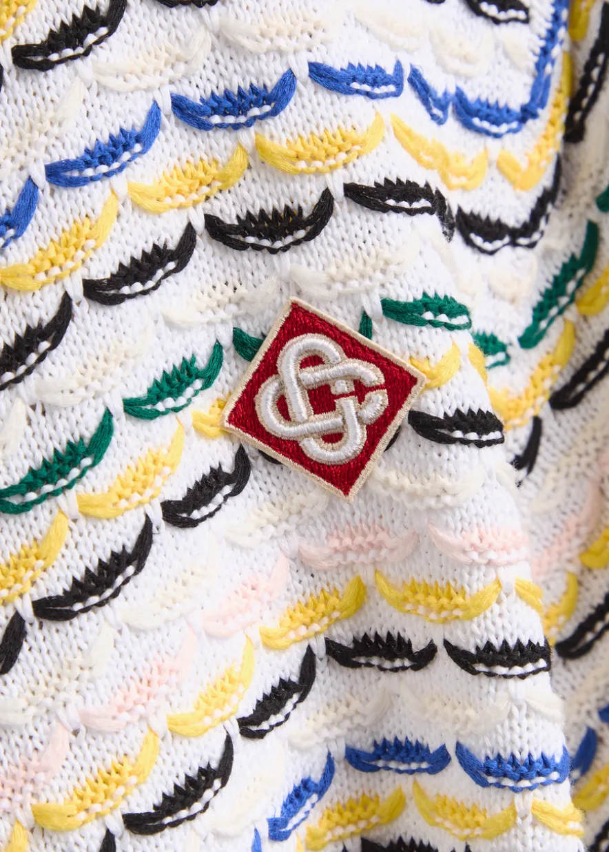 Logo-appliquéd patterned cotton-knit shirt