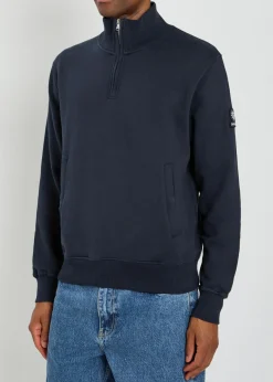 Logo-appliquéd quarter-zip cotton sweatshirt