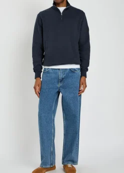 Logo-appliquéd quarter-zip cotton sweatshirt