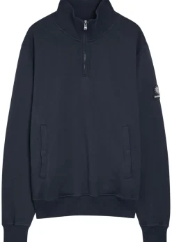 Logo-appliquéd quarter-zip cotton sweatshirt