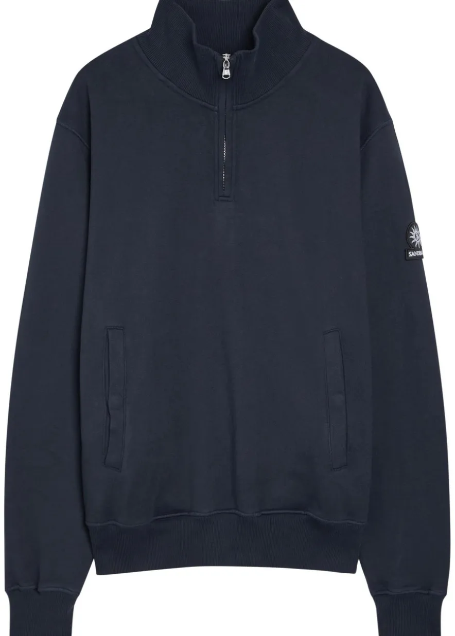 Logo-appliquéd quarter-zip cotton sweatshirt