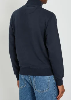 Logo-appliquéd quarter-zip cotton sweatshirt
