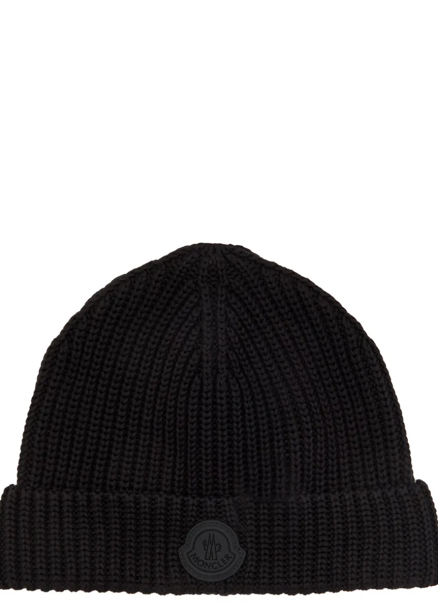 Logo-appliquéd ribbed cotton-knit beanie