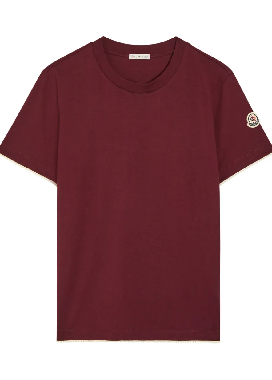Logo-appliquéd scalloped cotton T-shirt