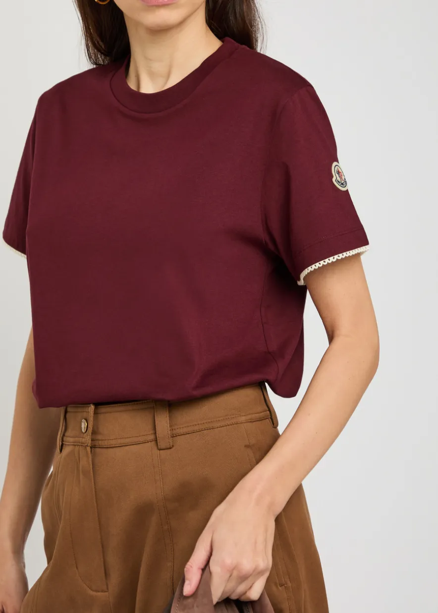 Logo-appliquéd scalloped cotton T-shirt