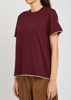 Logo-appliquéd scalloped cotton T-shirt