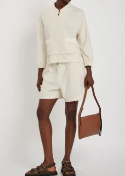 Logo-appliquéd shell and bouclé shorts