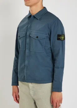 Logo-appliquéd stretch-cotton overshirt