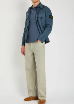Logo-appliquéd stretch-cotton overshirt