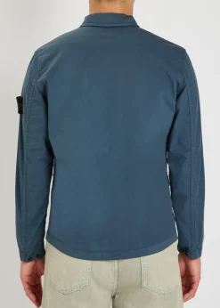 Logo-appliquéd stretch-cotton overshirt