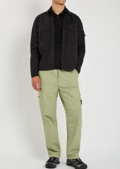 Logo-appliquéd stretch-cotton overshirt