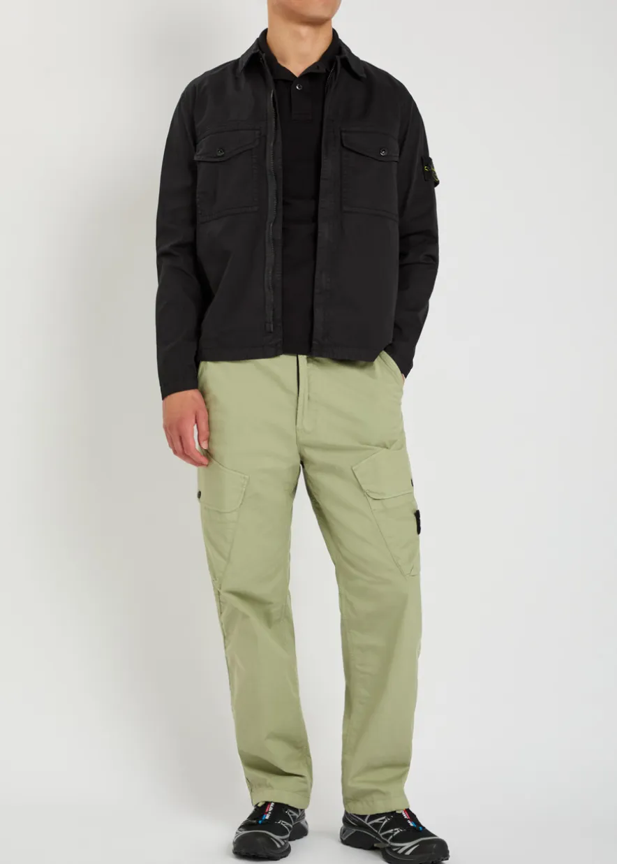 Logo-appliquéd stretch-cotton overshirt