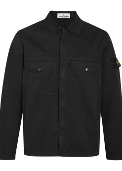 Logo-appliquéd stretch-cotton overshirt
