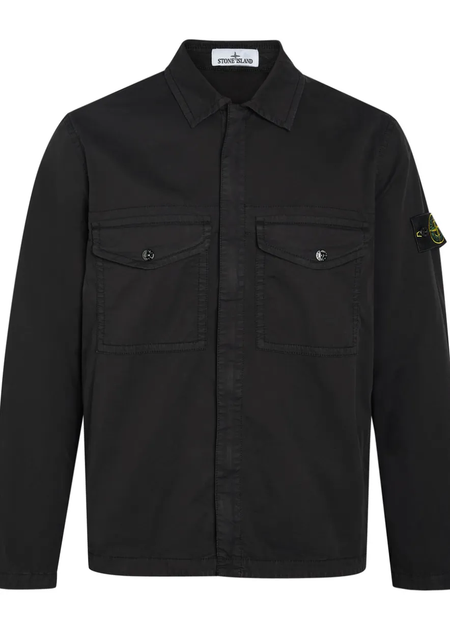Logo-appliquéd stretch-cotton overshirt