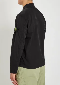Logo-appliquéd stretch-cotton overshirt
