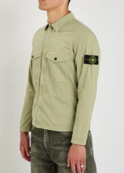 Logo-appliquéd stretch-cotton overshirt