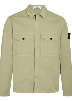 Logo-appliquéd stretch-cotton overshirt