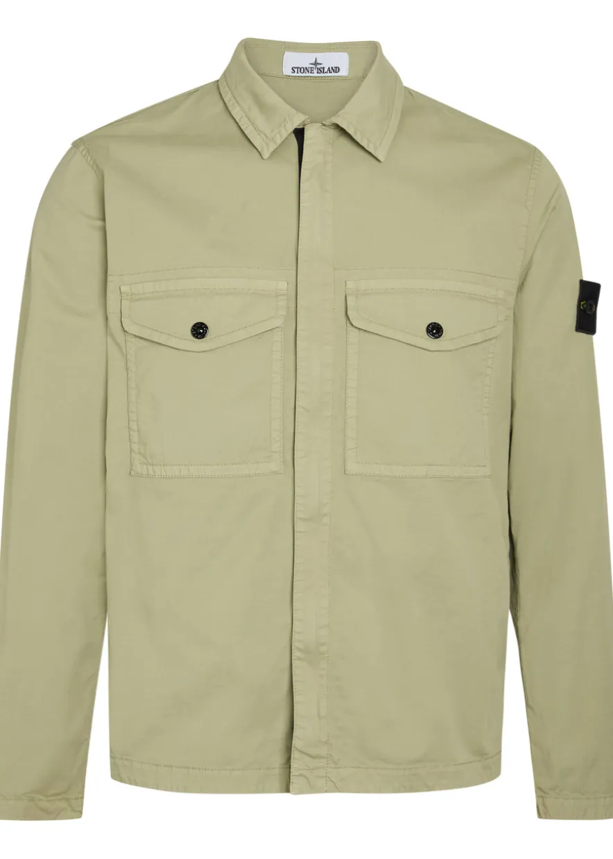 Logo-appliquéd stretch-cotton overshirt