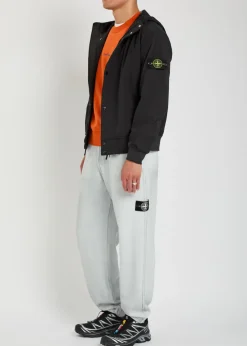 Logo-appliquéd water-resistant hooded soft shell jacket