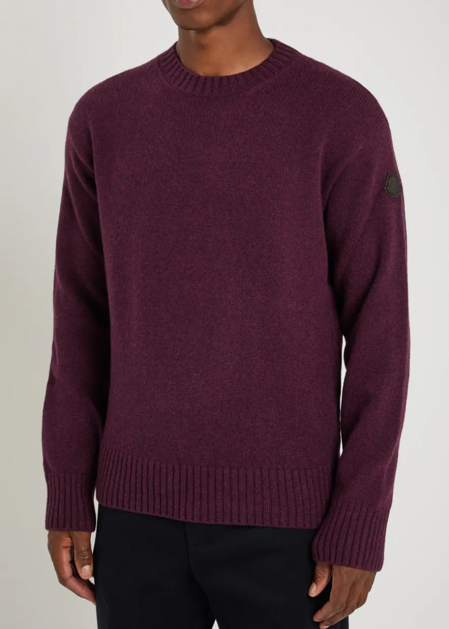 Logo-appliquéd wool and cashmere-blend jumper