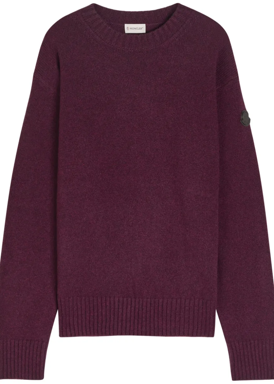 Logo-appliquéd wool and cashmere-blend jumper