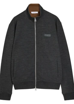 Logo-appliquéd wool-blend track sweatshirt