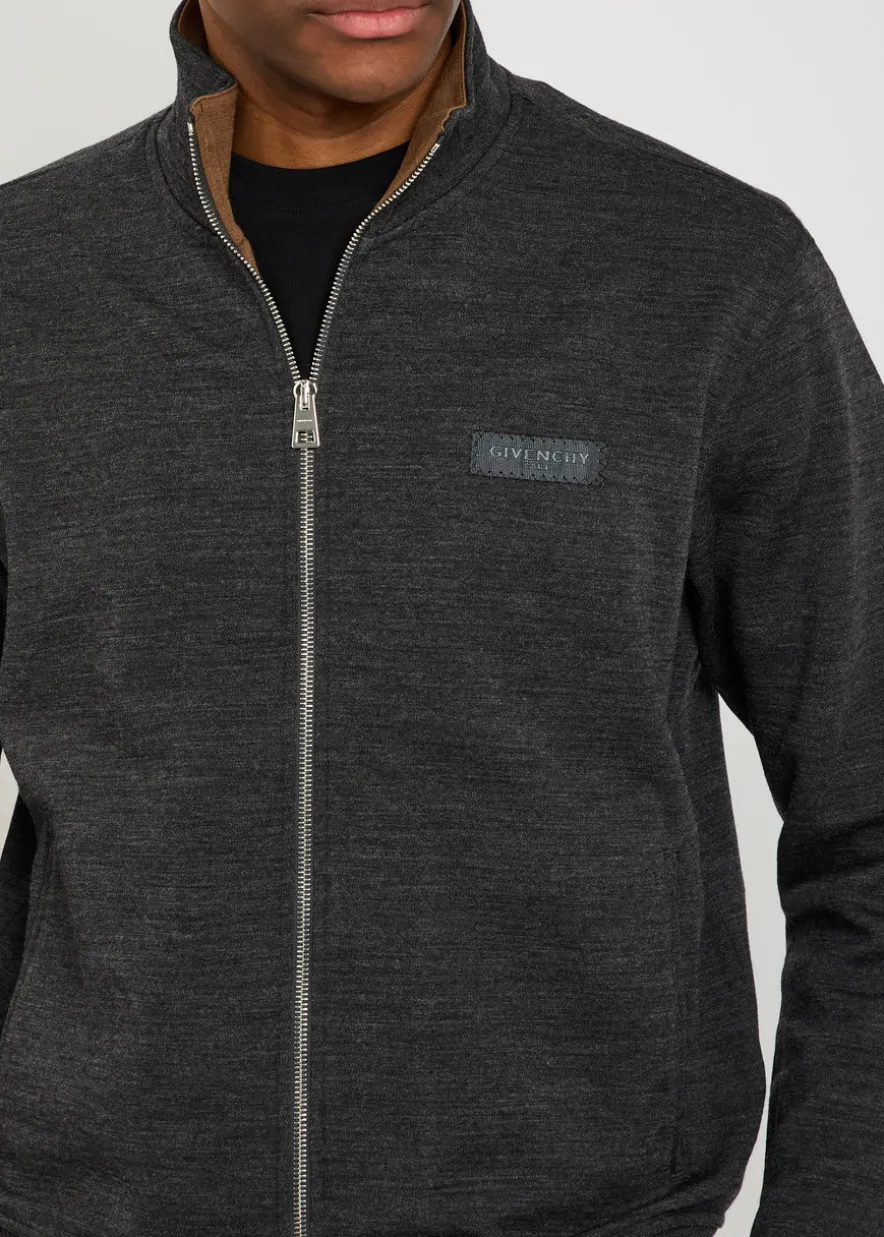 Logo-appliquéd wool-blend track sweatshirt